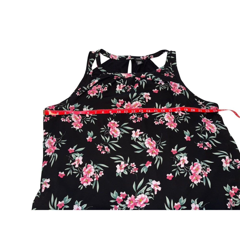 Torrid Womens Floral Keyhole Back Tank Top Black Pink Plus Size 2 2X 18 - Picture 7 of 9
